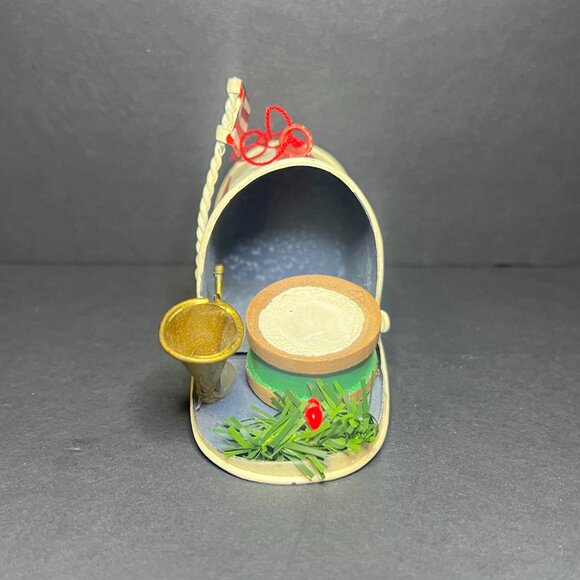 VTG Rare Patriotic USA Metal Striped Mailbox Flag Horn & Drum Christmas Ornament - Picture 2 of 7